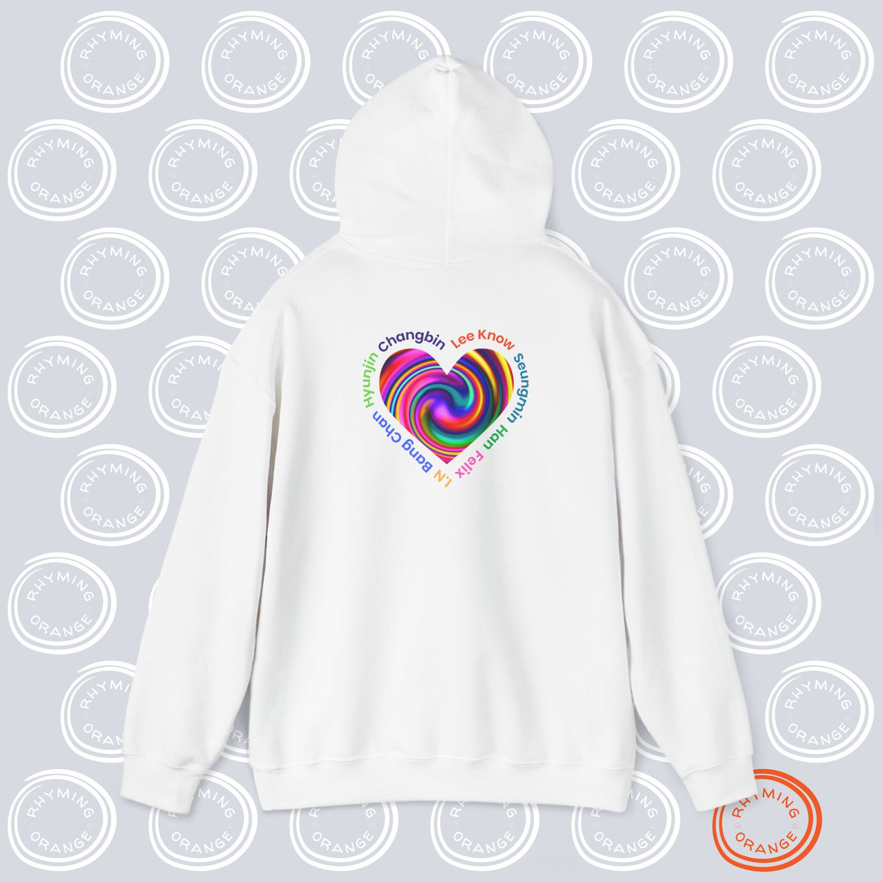 PERSONALIZED Stray Kids Fan Unique Swirl Heart Unisex hoodie sweatshirt front name design, SKZ fan gift, Kpop gift, hooded sweatshirt