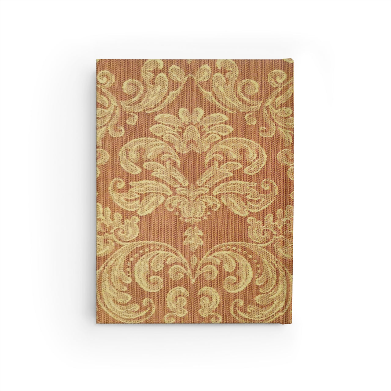 Gold Brocade and Leather Name Plate All-Over-Print Hardcover Journal, Matte with Lined or Blank Pages, Luxury Look Printed Cover