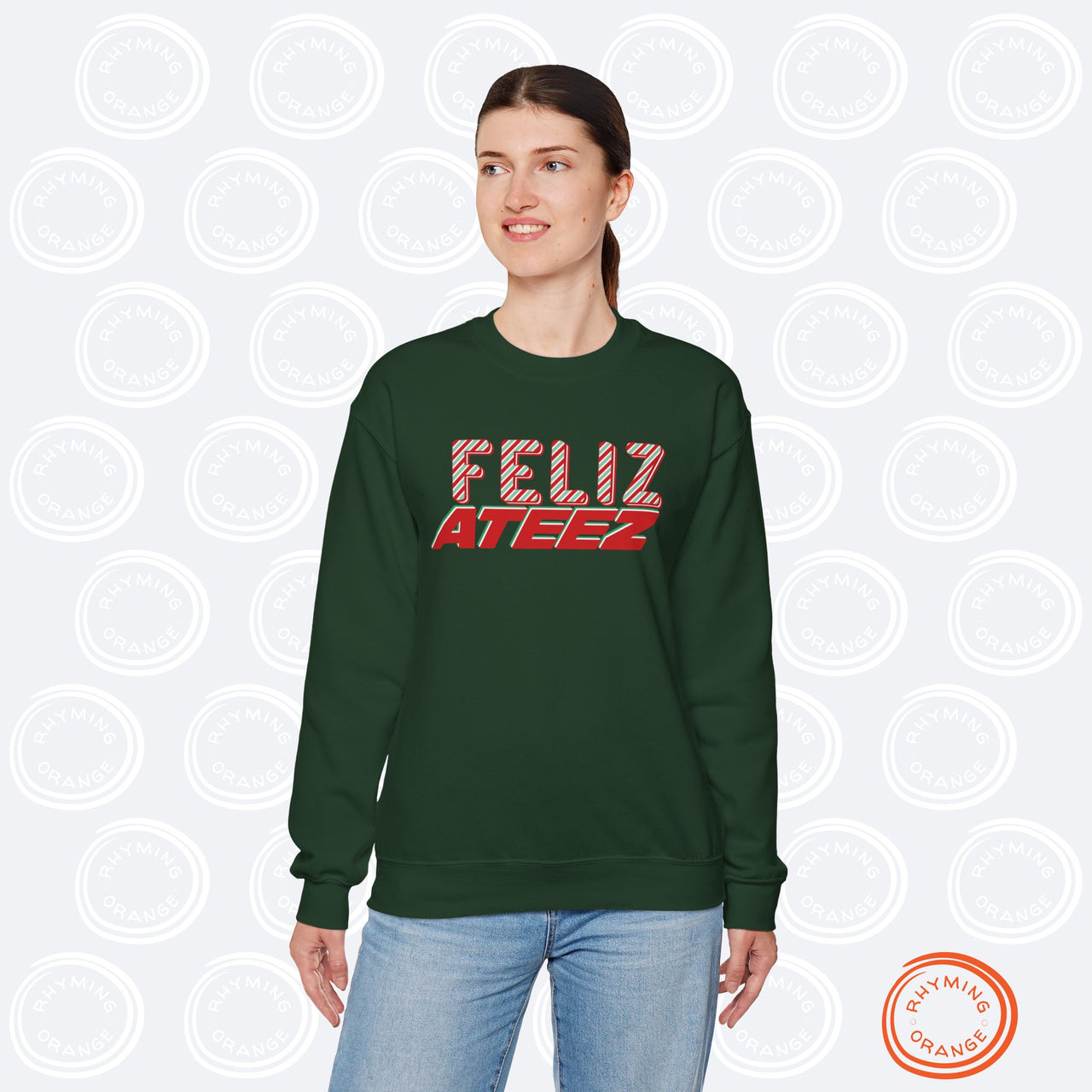 Ateez Holiday Sweatshirt, "Feliz Ateez" Christmas Unisex Sweatshirt