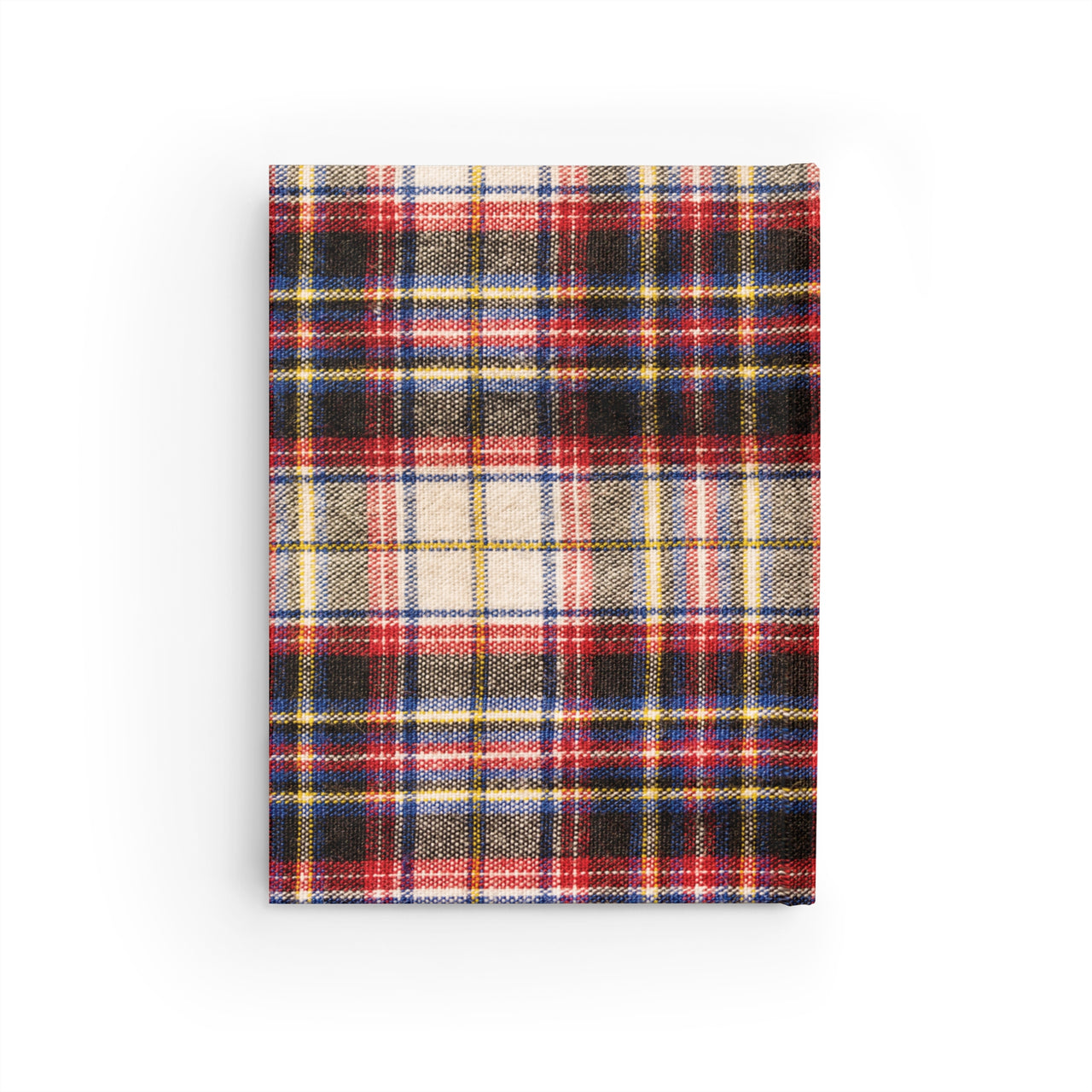 Wool Plaid and Leather Name Plate All-Over-Print Hardcover Journal, Matte with Lined or Blank Pages, Luxury Printed Cover