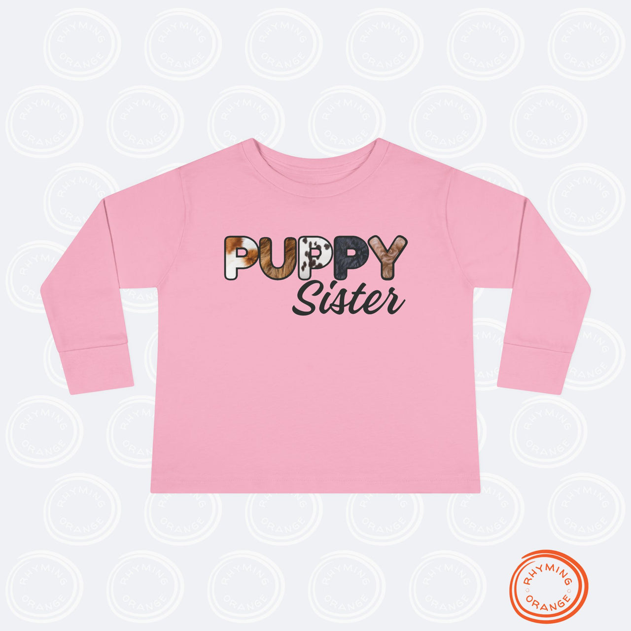 Dog Sister Toddler Tee, Long Sleeve Furry Letter Custom Tshirt Pet Sibling, Puppy Surprise Birthday Holiday Gift Girl Shirt, Family Pajamas