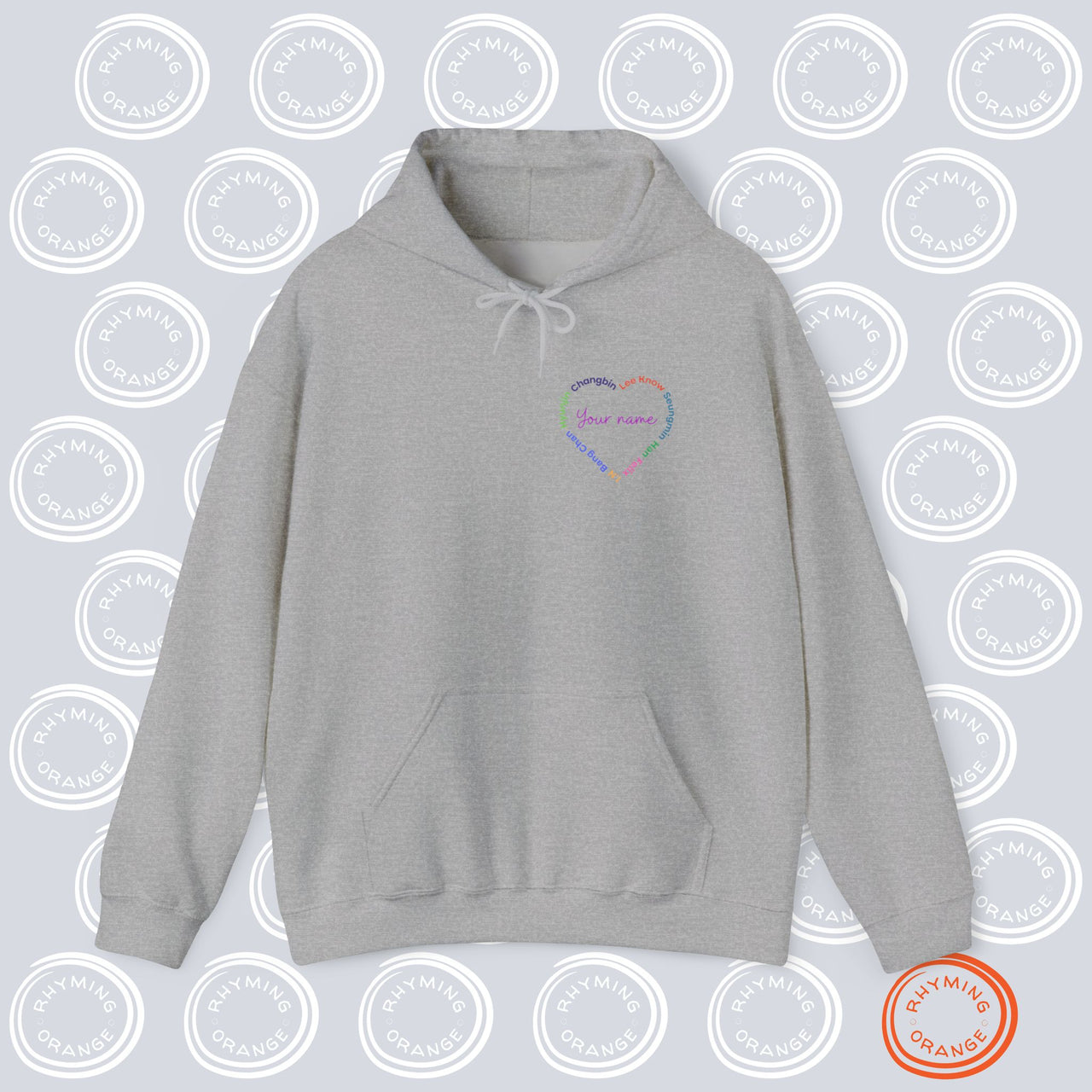 PERSONALIZED Stray Kids Fan Unique Swirl Heart Unisex hoodie sweatshirt front name design, SKZ fan gift, Kpop gift, hooded sweatshirt