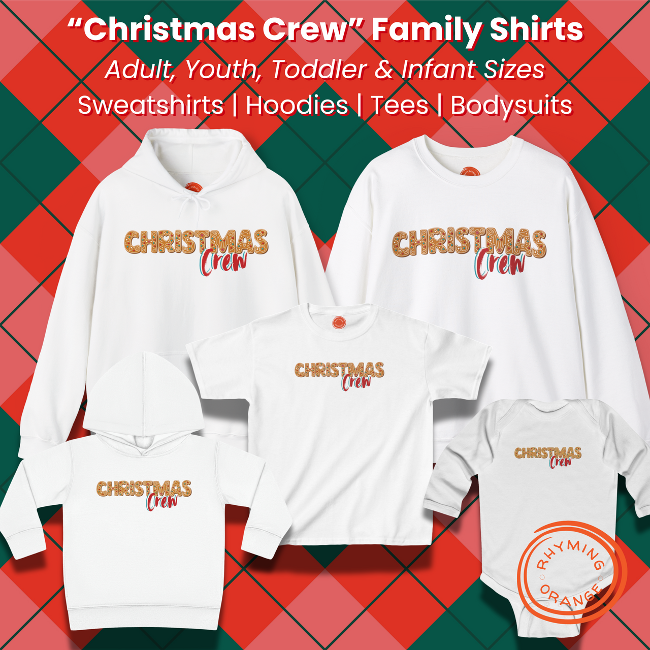 Personalized Christmas Crew Gingerbread Toddler Hoodie, Custom Holidays Kids Hooded Sweatshirt, Family Matching Pajamas Outfits