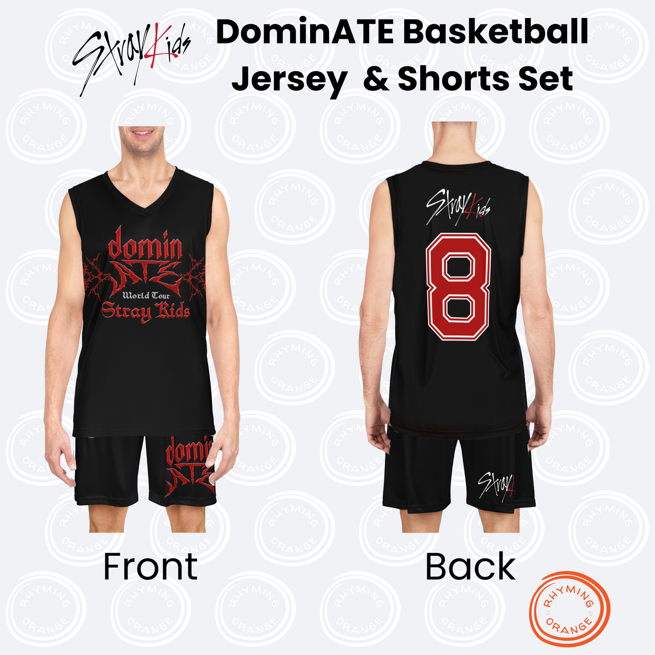 Personalized Stray Kids DominATE Tour Basketball Jersey, All-Over-Print (AOP) SKZ Sleeveless Sports Shirt, Custom StrayKids Jersey