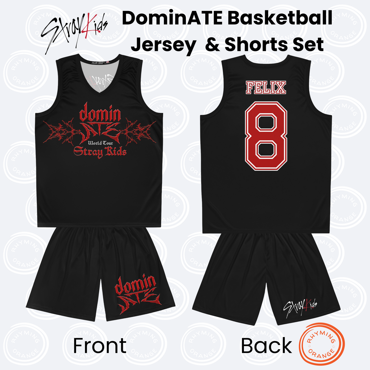 Personalized Stray Kids DominATE Tour Basketball Jersey, All-Over-Print (AOP) SKZ Sleeveless Sports Shirt, Custom StrayKids Jersey