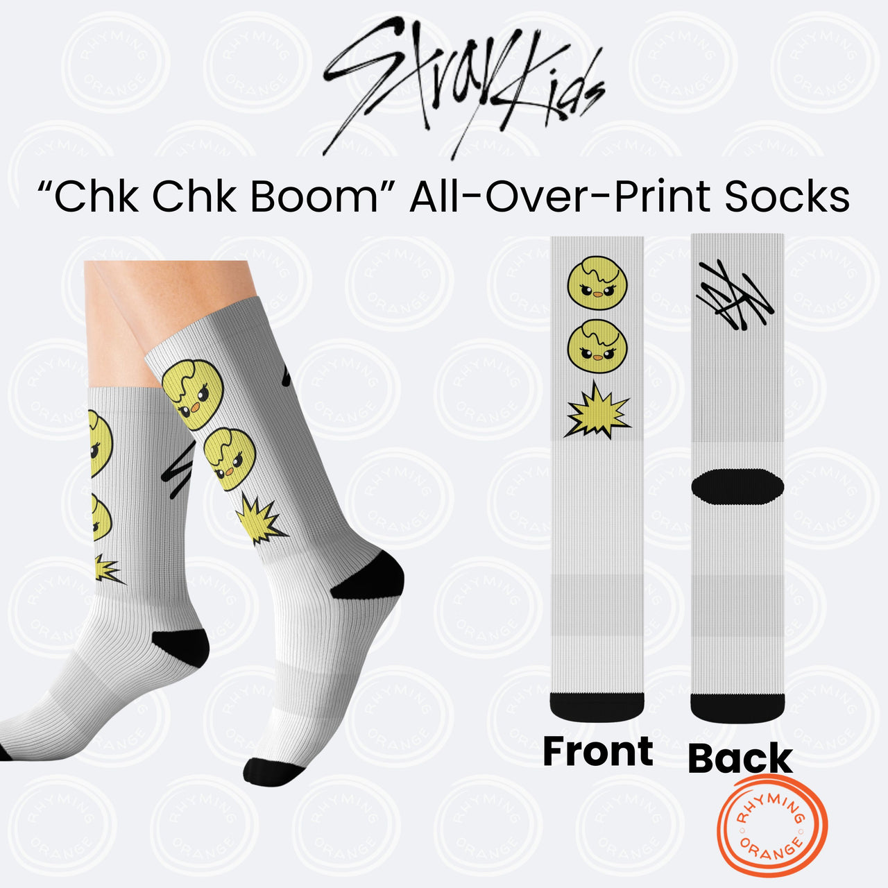 Stray Kids Socks, Bbokari Chk Chk Boom StrayKids Sublimation Socks, Kpop Merch, Funny SKZoo Socks, Felix Bangchan Fan Gift