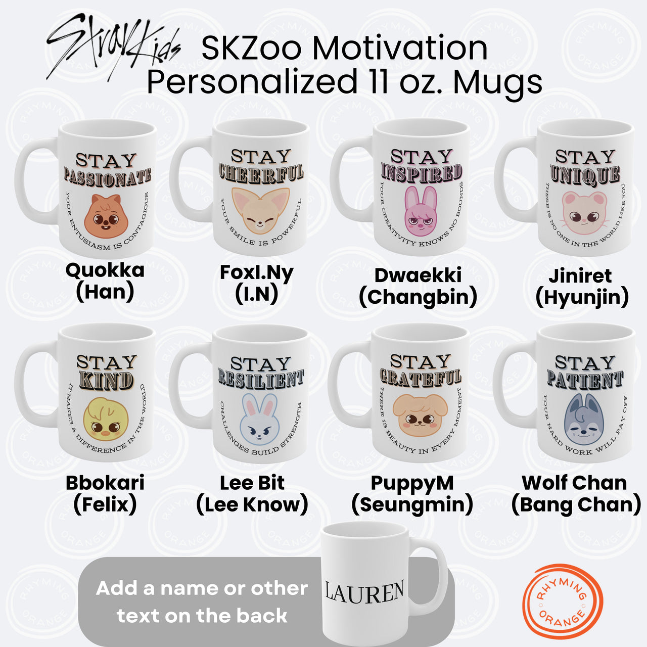 FoxI.Ny Personalized Stray Kids Motivation Mug, Custom White I.N 11 oz SKZoo Ceramic Coffee Tea Mug, STAY StrayKids Kpop Merch