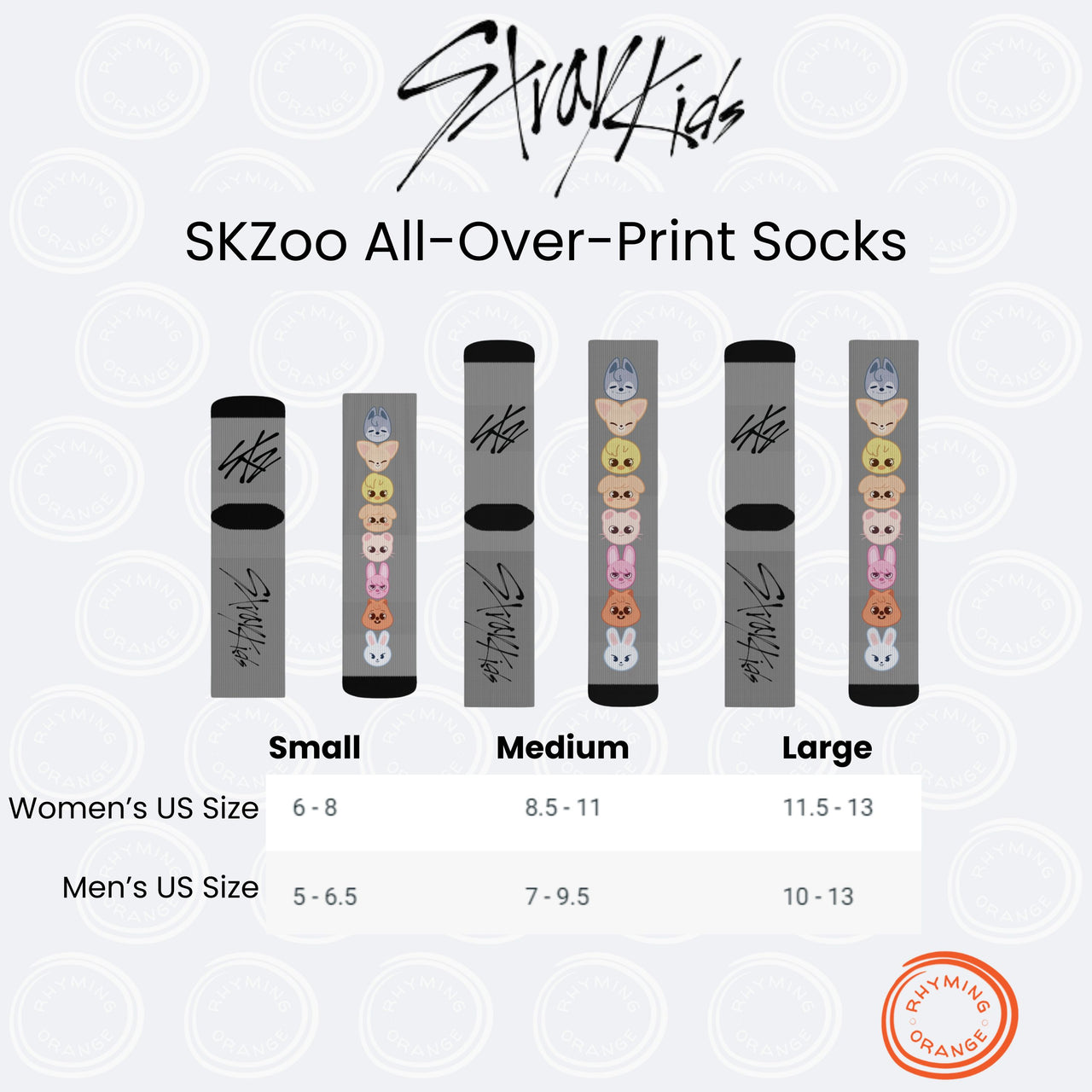 Stray Kids SKZoo Socks, Grey StrayKids Sublimation Socks, Kpop Merch, Funny SKZ Fan Clothes, BbokAri Bangchan Chanbing LeeBit