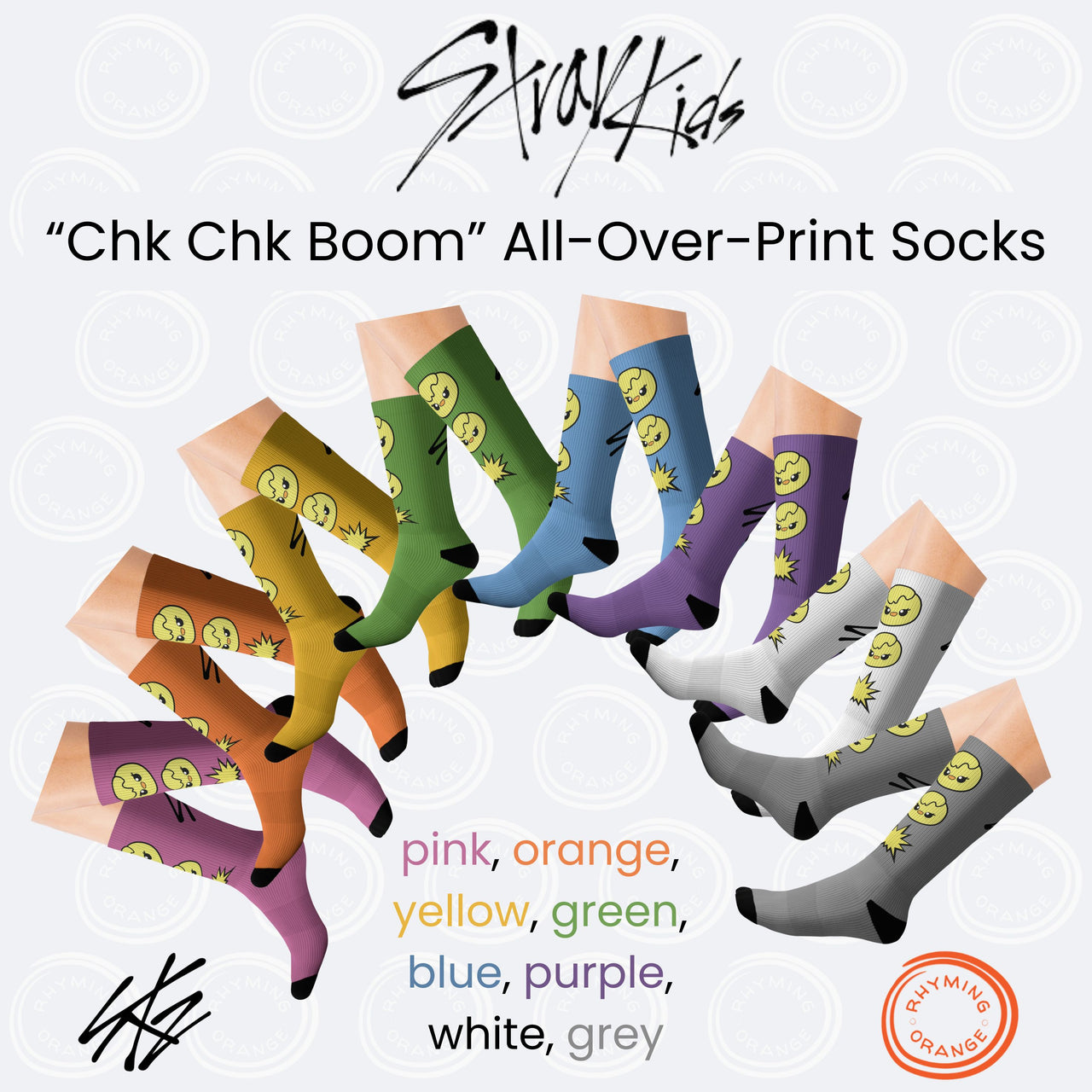 Stray Kids Socks, Bbokari Chk Chk Boom StrayKids Sublimation Socks, Kpop Merch, Funny SKZoo Socks, Felix Bangchan Fan Gift