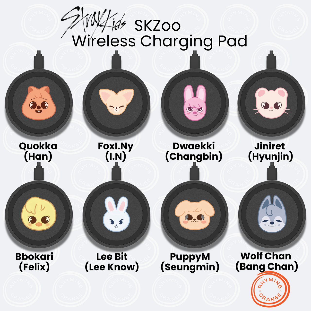 Stray Kids SKZoo Black Wireless Charging Pad, StrayKids Charging Mat Station, SKZoo Apple iPhone Samsung Galaxy Edge Google Nexus Bbokari