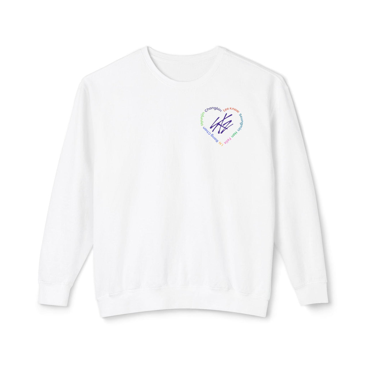 Stray Kids Fan Exclusive Swirl Heart Unisex crewneck sweatshirt with front logo design, Stray Kids fan gift, Kpop gift