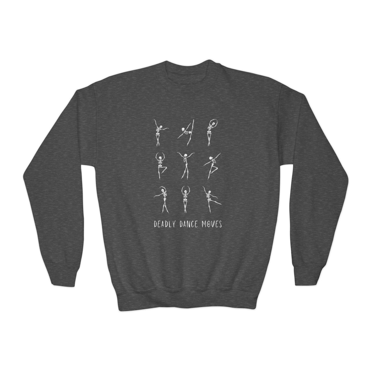 Dancing Skeleton Halloween Youth Crewneck Sweatshirt, Deadly Dance Moves, skeleton ballet shirt