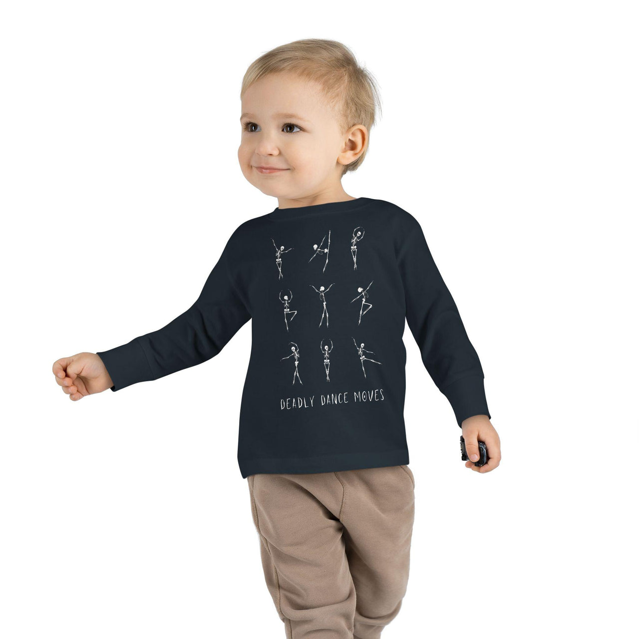 Halloween dancing skeleton Toddler Long Sleeve Tee, skeleton ballet shirt