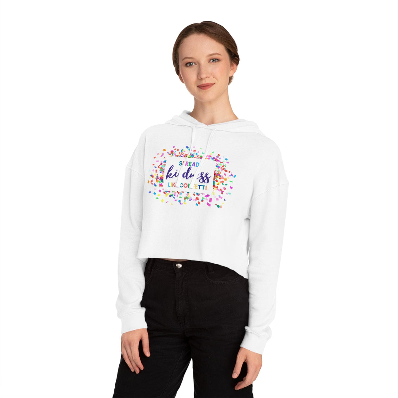 PERSONALIZED Spread KINDNESS Like Confetti Cropped Hooded Sweatshirt