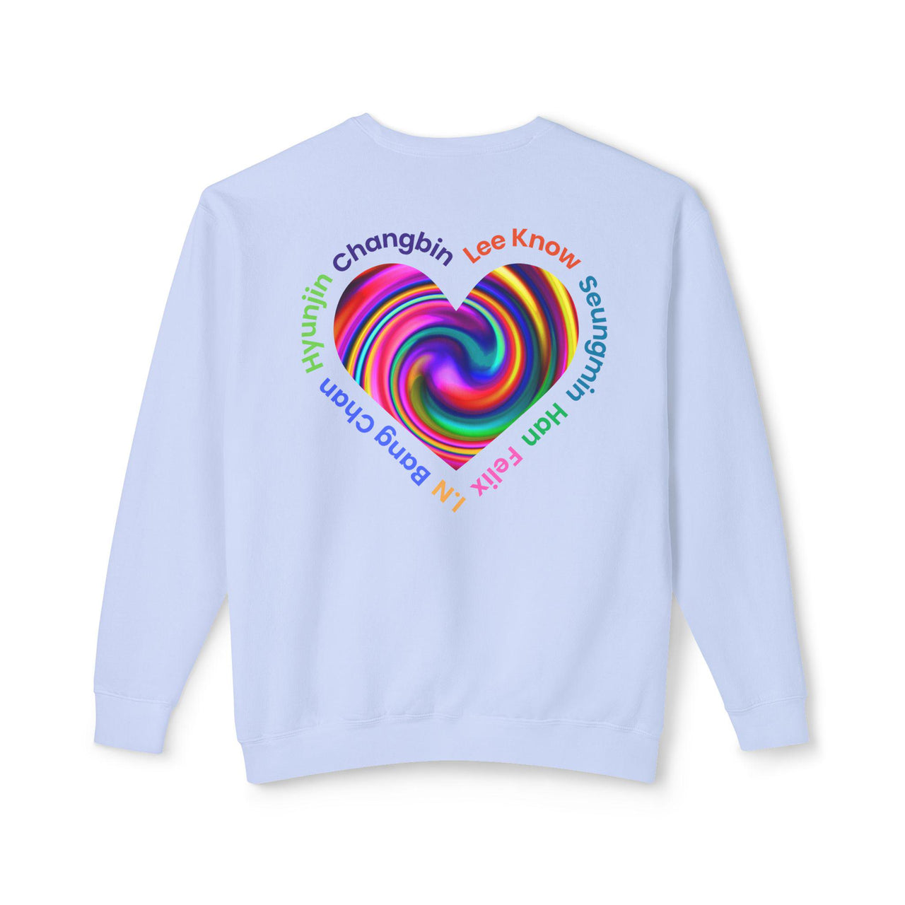 Stray Kids Fan Exclusive Swirl Heart Unisex crewneck sweatshirt with front logo design, Stray Kids fan gift, Kpop gift