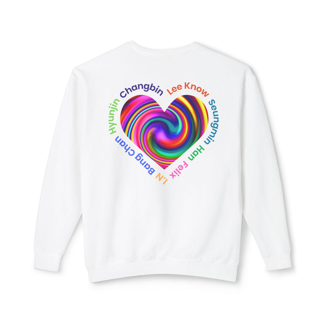 Stray Kids Fan Exclusive Swirl Heart Unisex crewneck sweatshirt with front logo design, Stray Kids fan gift, Kpop gift