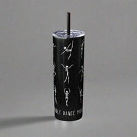 Thumbnail for Dancing Skeleton Halloween Skinny Tumbler with Straw 20oz, skeleton ballet mug