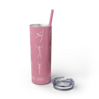 Thumbnail for Dancing Skeleton Halloween Skinny Tumbler with Straw 20oz, skeleton ballet mug