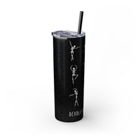 Thumbnail for Dancing Skeleton Halloween Skinny Tumbler with Straw 20oz, skeleton ballet mug