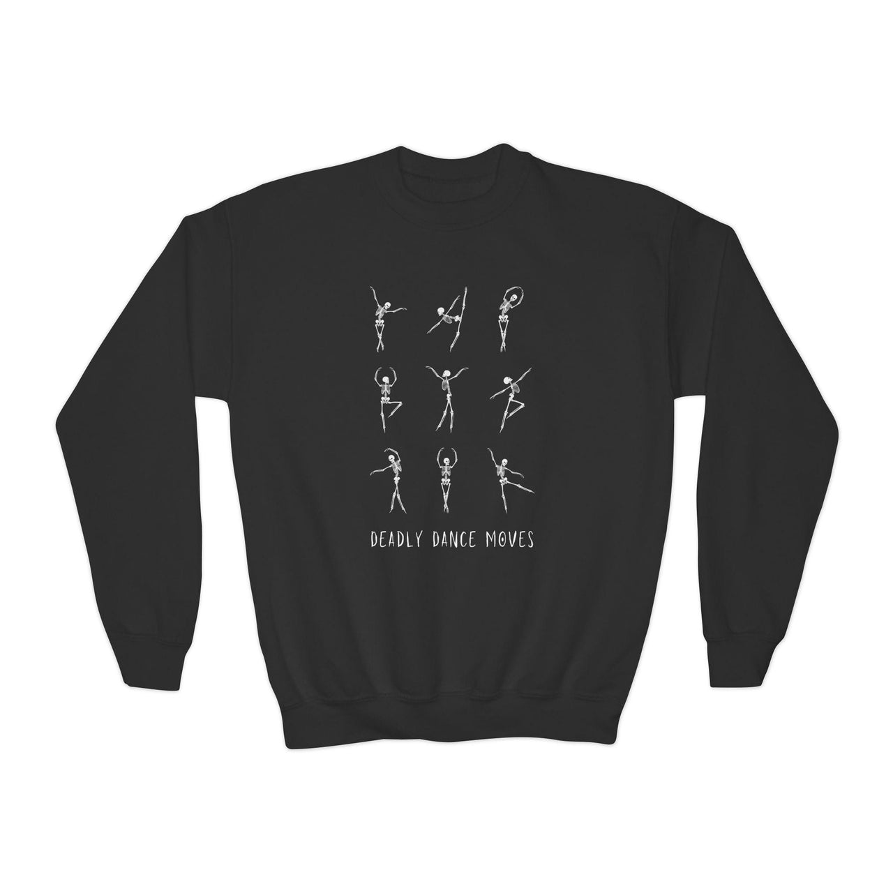 Dancing Skeleton Halloween Youth Crewneck Sweatshirt, Deadly Dance Moves, skeleton ballet shirt